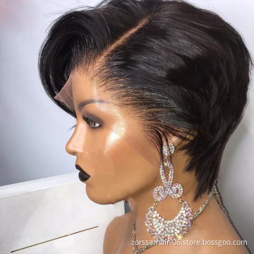 Wholesale pixie cut short u part ombre human hair lace wigs 100% virgin brazilian human hair wig straight pixie wig